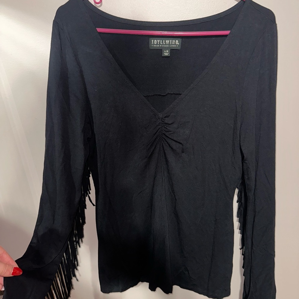 Idylwind Fringe Black Shirt